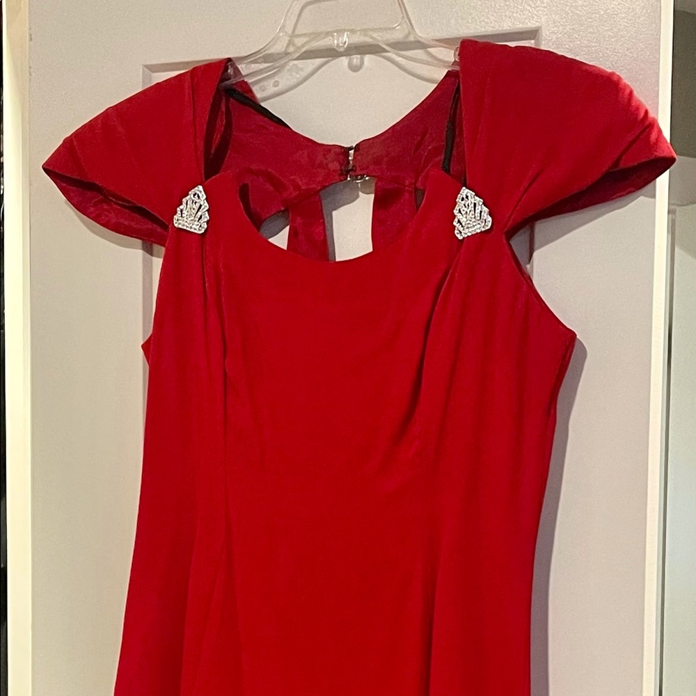 Gorgeous red cocktail dress with silver accents